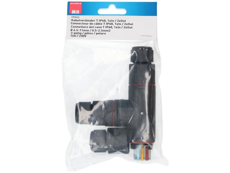 Max Hauri Verbindungsmuffe T-Stück IP68, 6.5 - 11 mm, Schwa 3-fach Kabelverbinder für den Aussenbereich