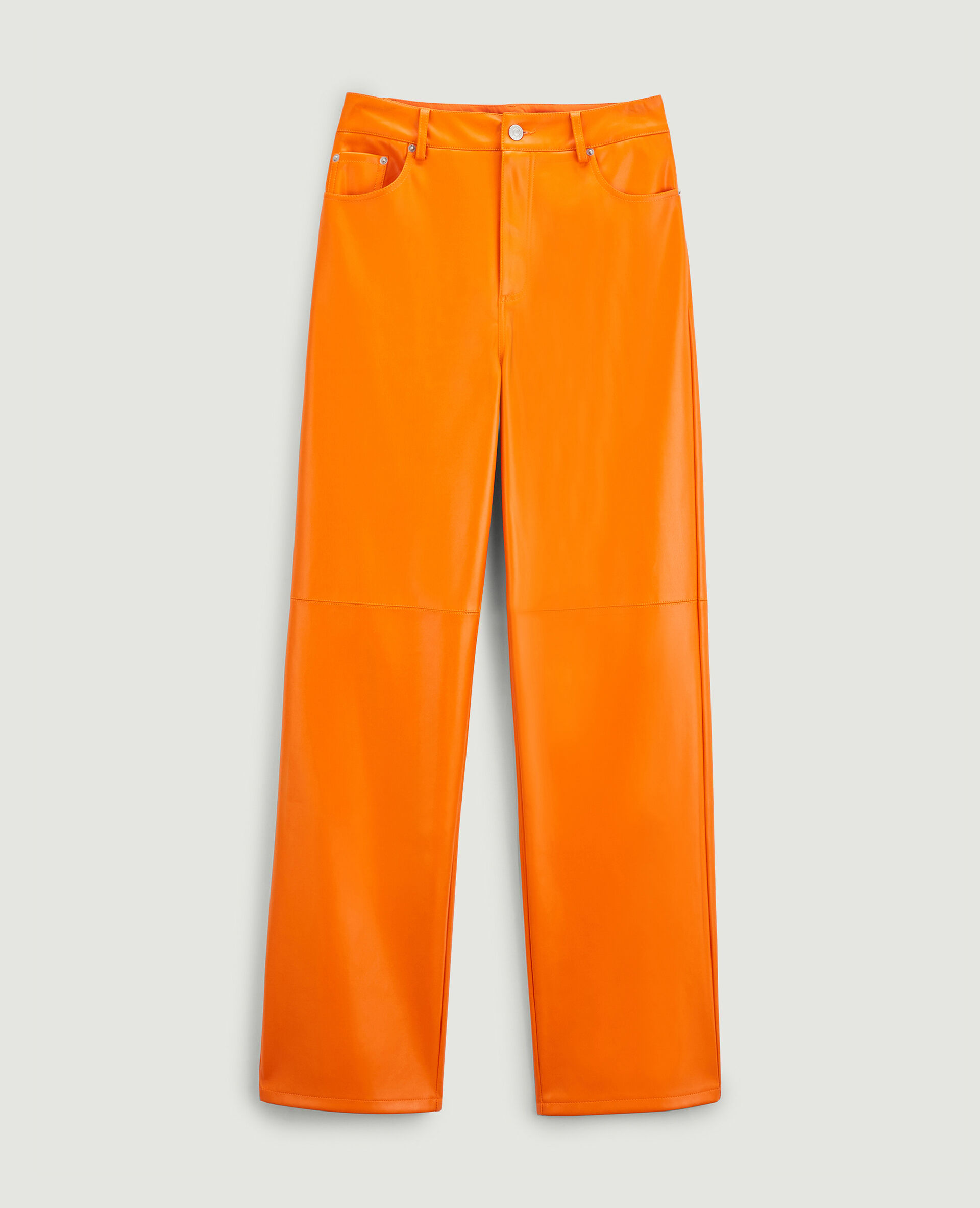 Pantalon droit en simili cuir - Orange