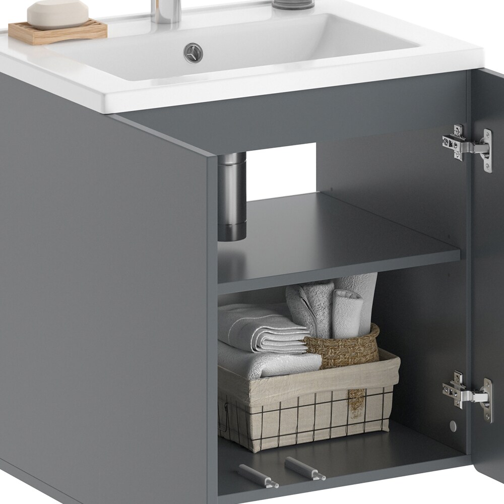 Vicco Badmöbel-Set Izan Grau modern Waschtischunterschrank Waschbecken