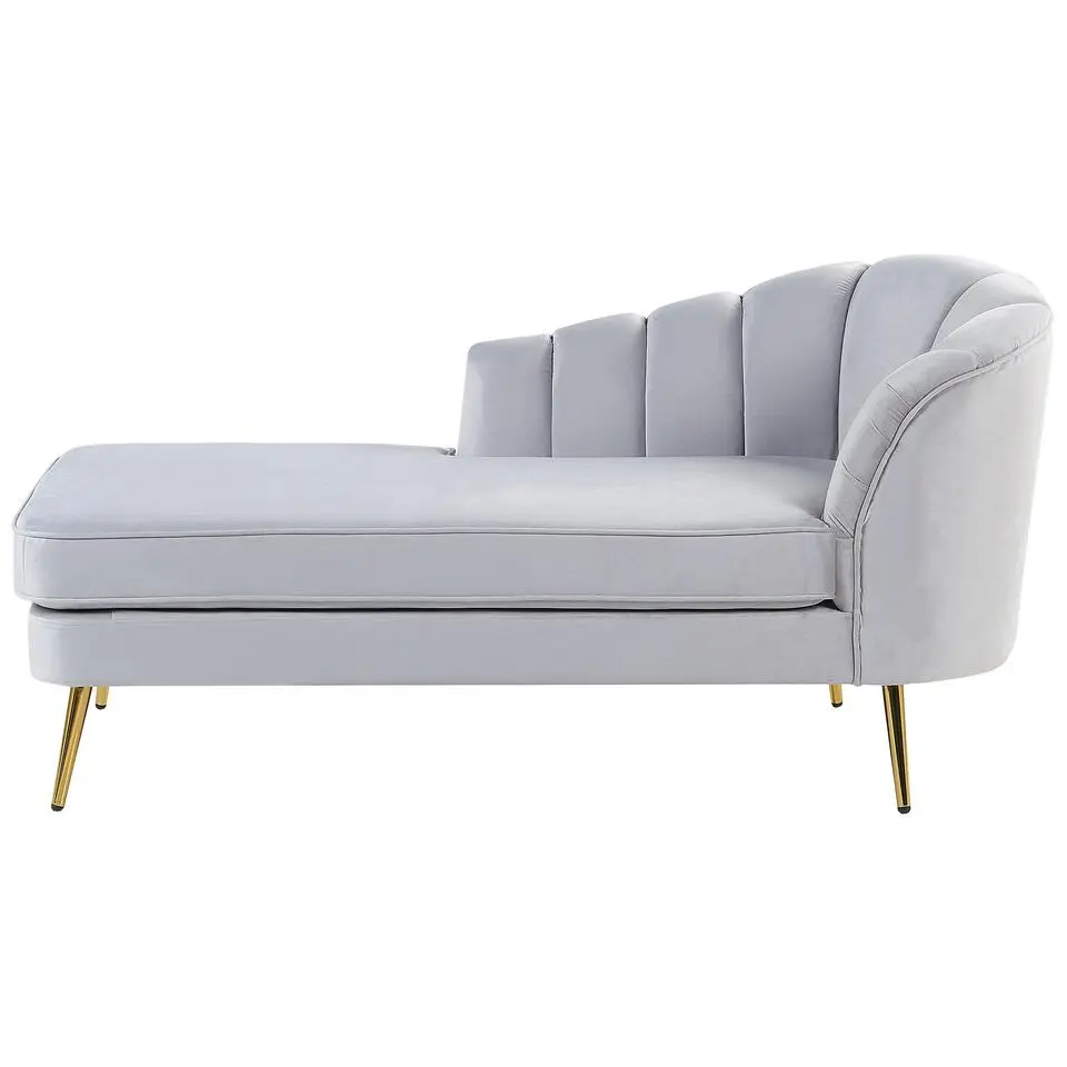 ALLIER - Chaise longue - Grijs - Rechterzijde - Fluweel