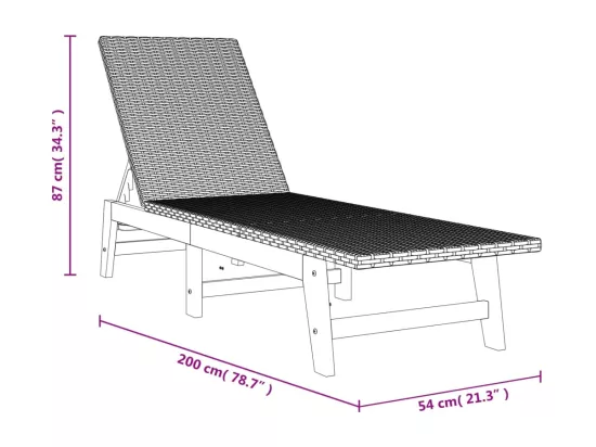 Chaises longues et coussins lot de 2 Résine tressée et acacia