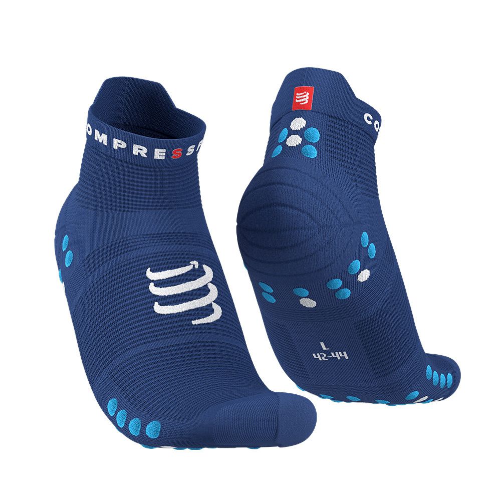 Compressport PRO RACING V4.0 RUN LOW - Chaussettes sodalite/fluo blue