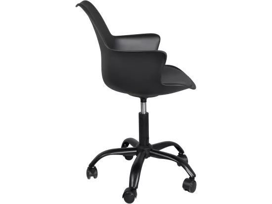 Chaise Bureau design coussin accoudoir hauteur réglable pivotant pied métal roulettes MOTO (Noir)