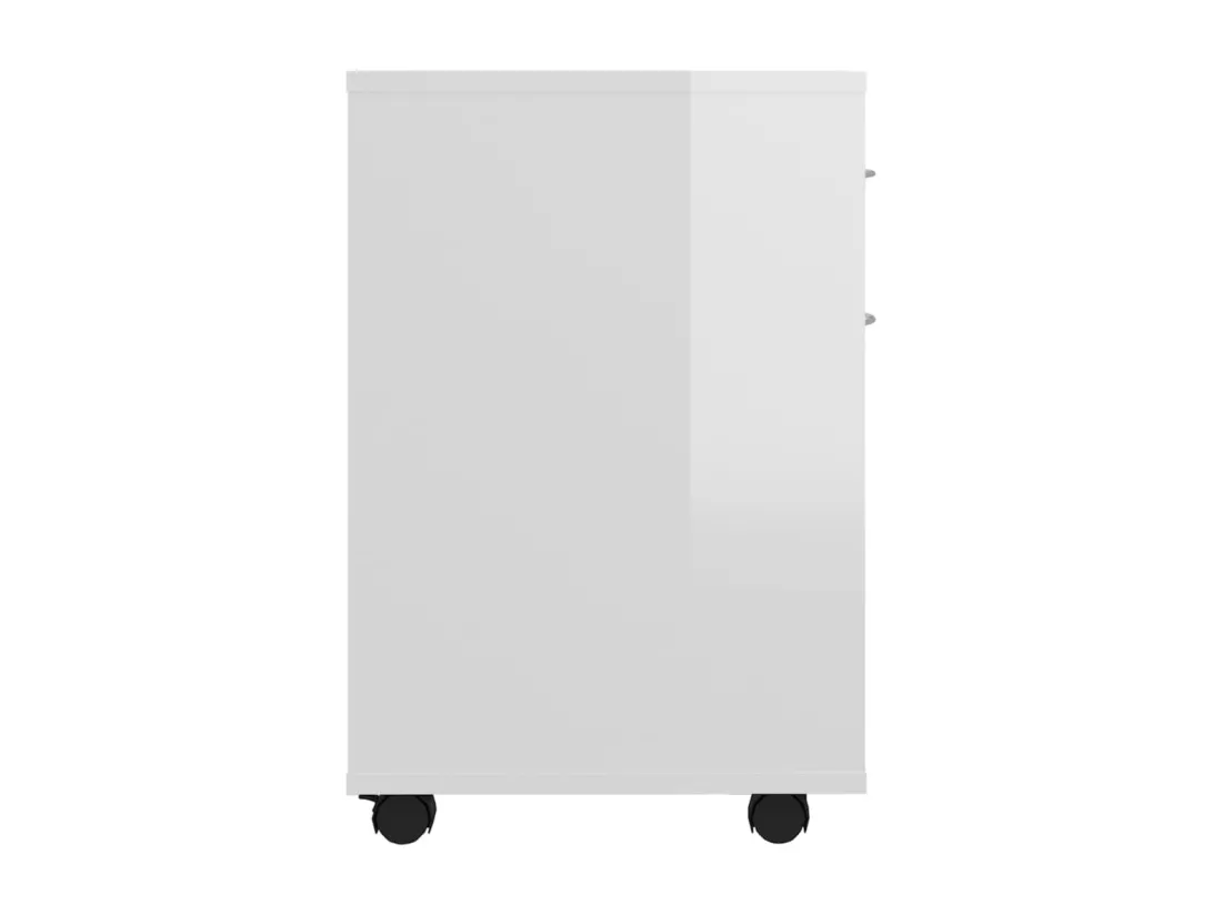 Armoire à roulettes Blanc brillant 45x38x54cm Bois d’ingénierie