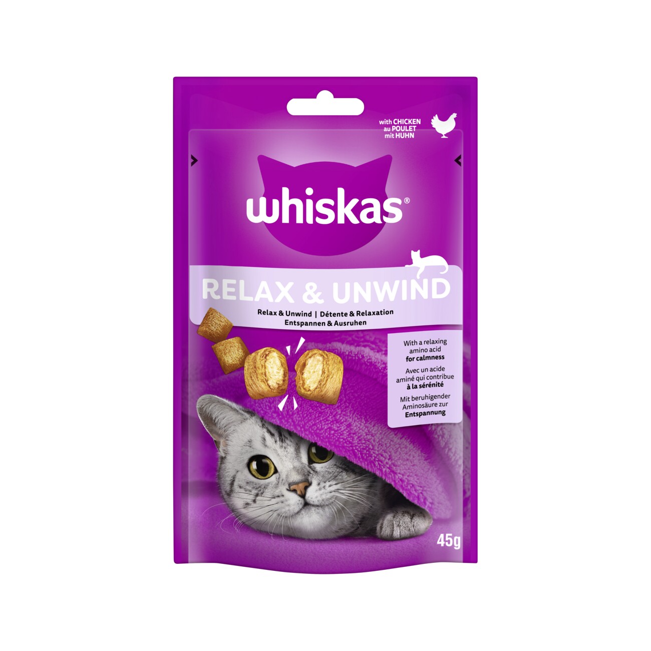 Whiskas Snack Relax & Unwind mit Huhn 8x45 g