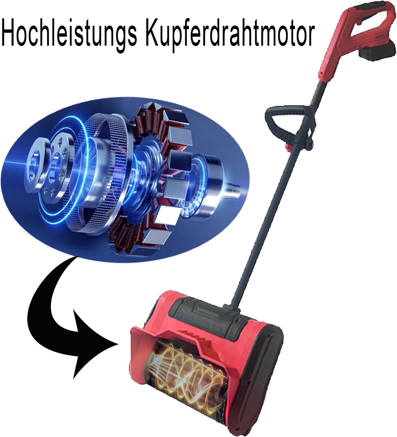 Hooha Akku-Schneefräse Kein Benzingeruch Handlich Leicht zu warten Abnehmbar Schneefräsen Kabellose Snow Removal Shovel | 8m Wurfweite | Arbeitsbreite 32 cm | Schneehöhe 15cm | 21V 2.0Ah x 2 Akkus