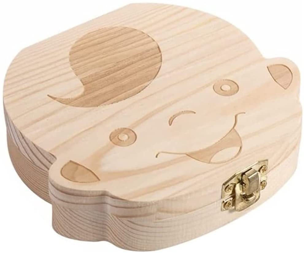 Holz Kinder Milchzahn Schatulle Zähnchen Aufbewahrungsbox mit Innengravur - Junge