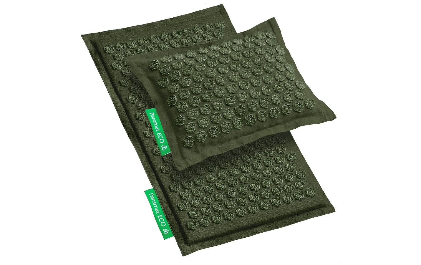 Eco Massage Set – Matte und Kissen Limited Edition d.grün<br>Nahhaltiges, handgefertigtes Rücken- und Kopfmassage Set