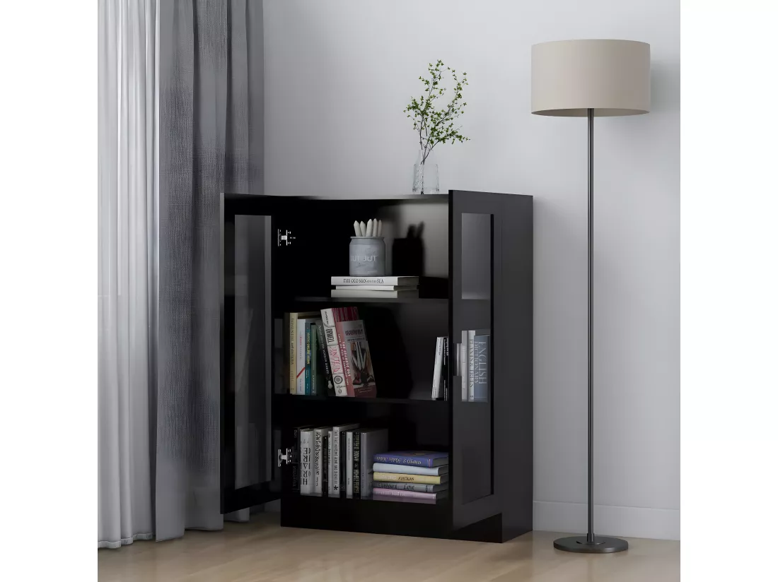 Armoire à vitrine Noir 82,5x30,5x115 cm Aggloméré