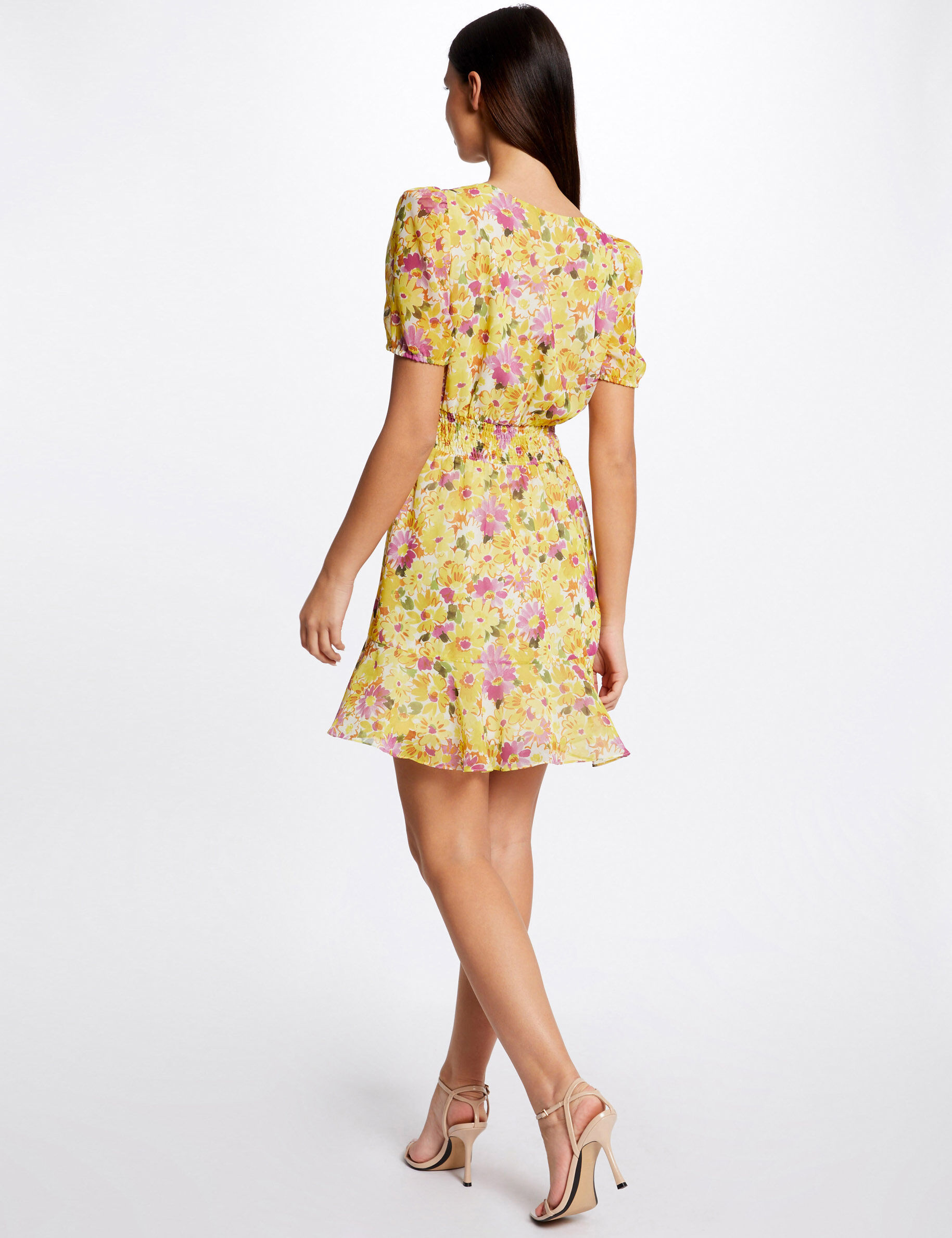 Robe trapèze à volants imprimé floral multico femme - multico