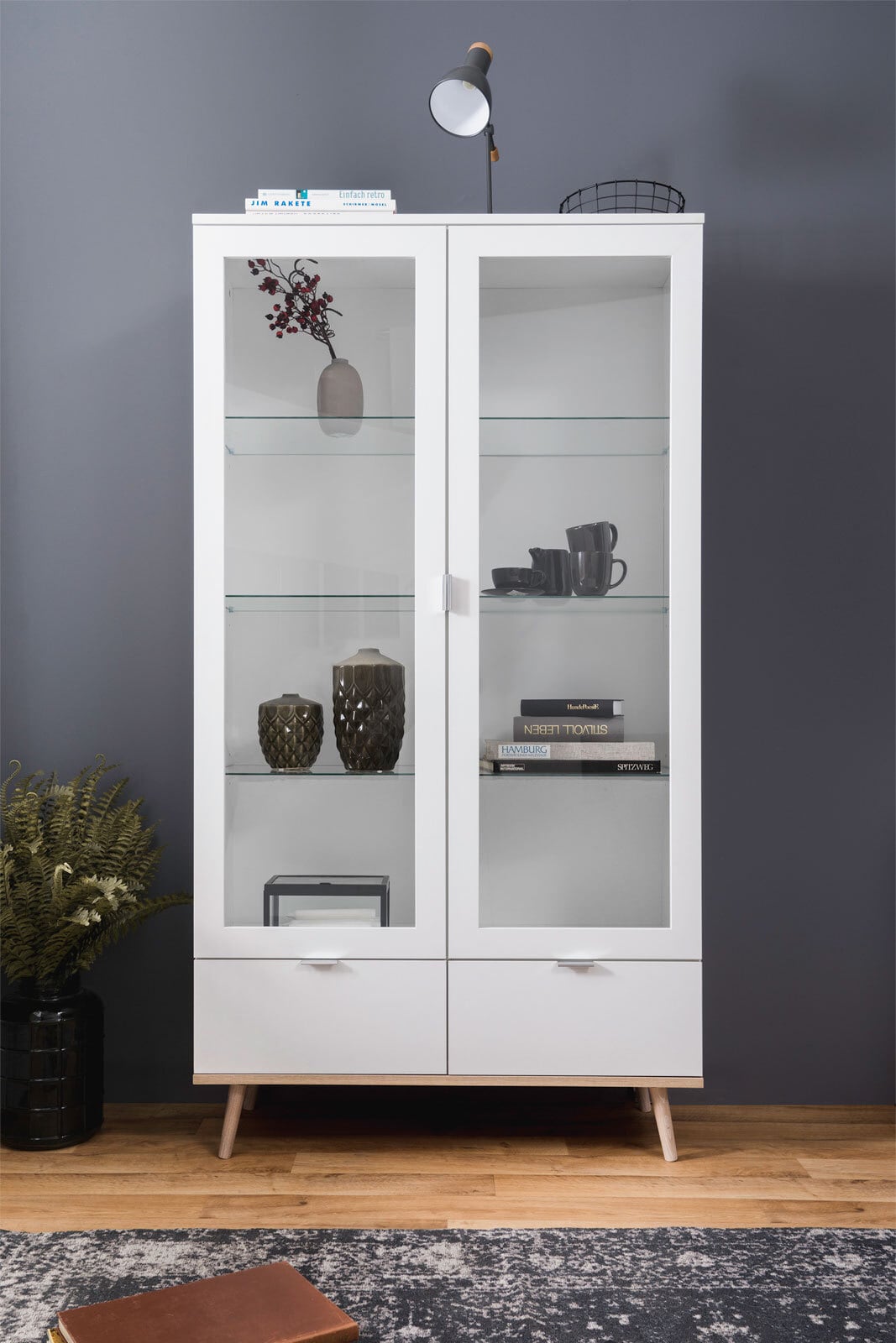 Vitrine GÖTEBORG 100 x 185 cm weiß