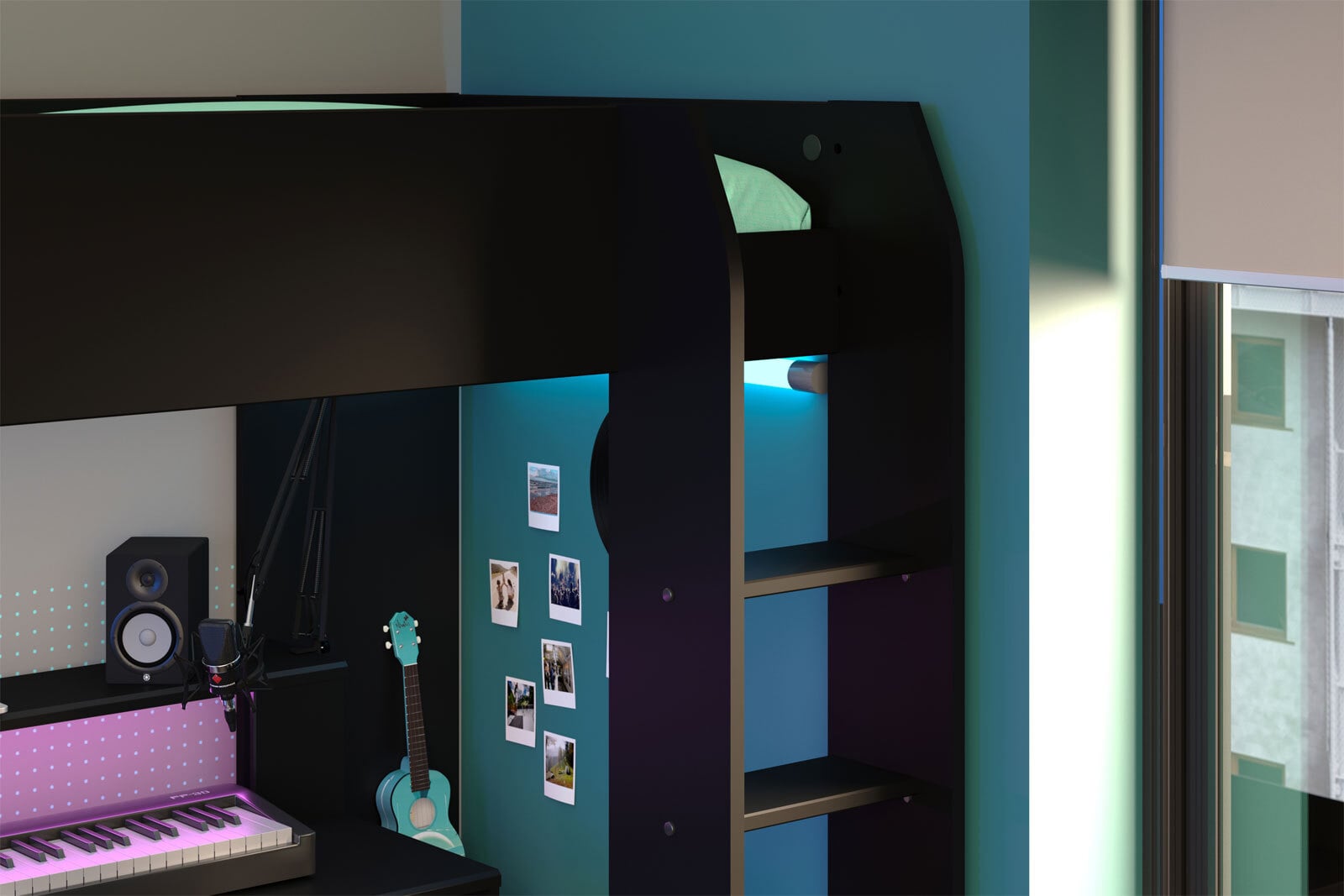 Parisot Gaming-Hochbett mit LED-Beleuchtung schwarz