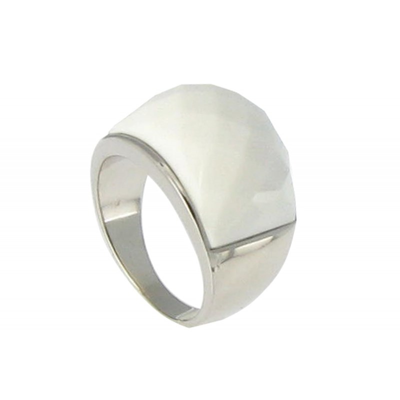Bague Dôme Argent Milky White