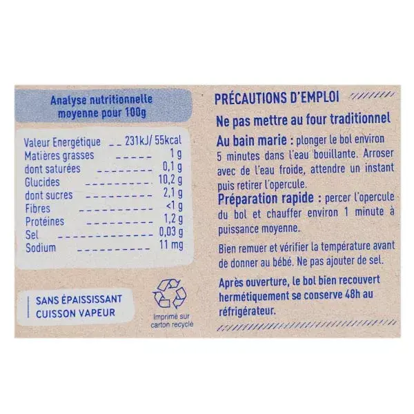 Tigela de refeição noturna Babybio com legumes pequenos, abóbora cabotiá e arroz +12 meses Orgânico 2 x 200g
