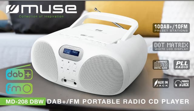 MD-208 DBW Radio Portable DAB+ FM CD White