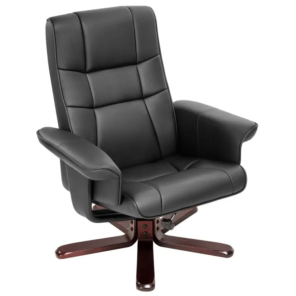 tectake TV-fauteuil met krukje model I, Zwart/bruin
