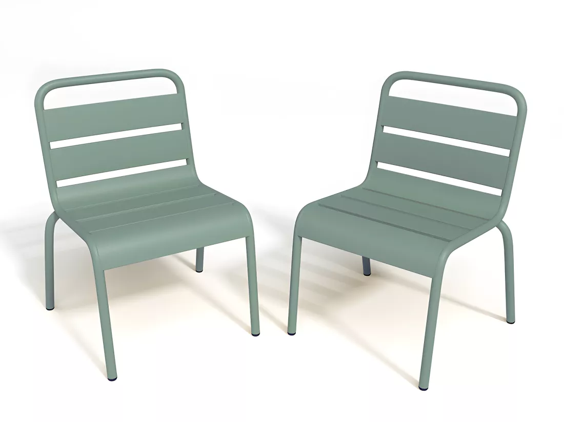 Lot de 2 chaises de jardin empilables pour enfants en métal - Vert amande - POPAYAN de MYLIA