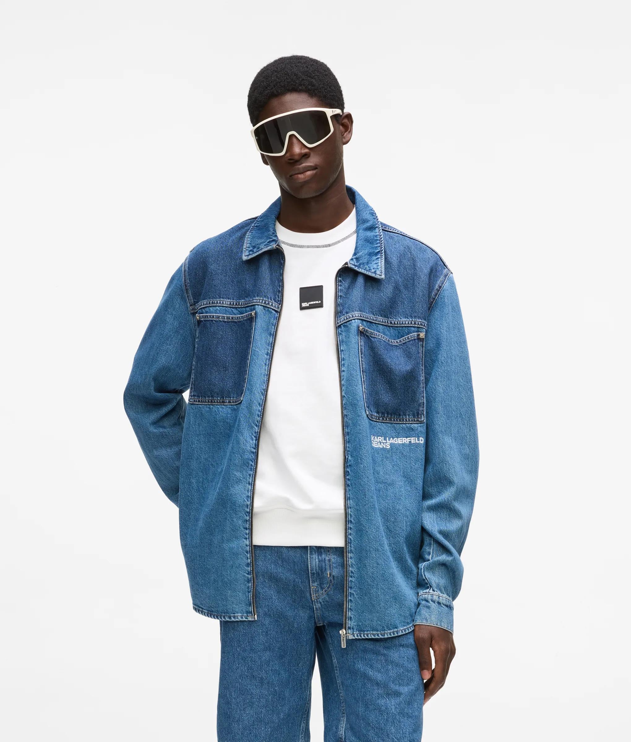 Tweekleurig denim overhemd