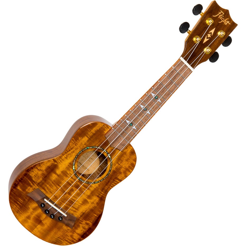 Flight Supernatural Series DUS445 Glossy Acacia sopraan ukelele met gigbag