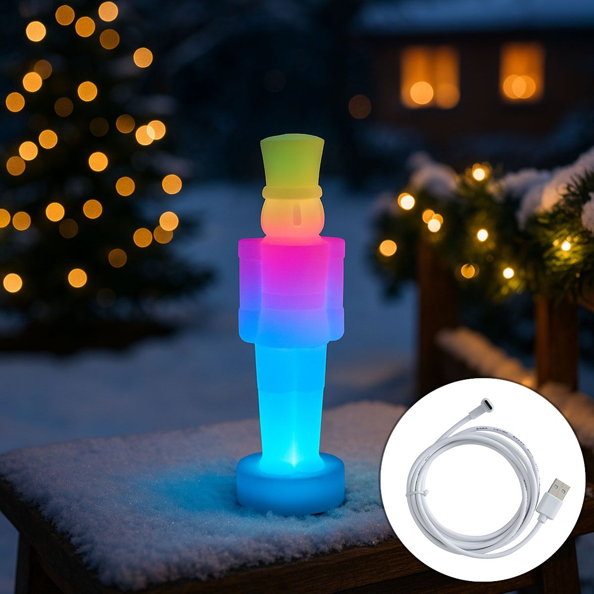 Kerst tafellamp wit incl. LED dimbaar en oplaadbaar RGBW-IC - Nutcracker