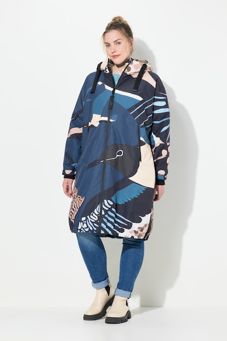 Funktionsmantel, oversized, 2-Wege-Zipper, Teddyfutter