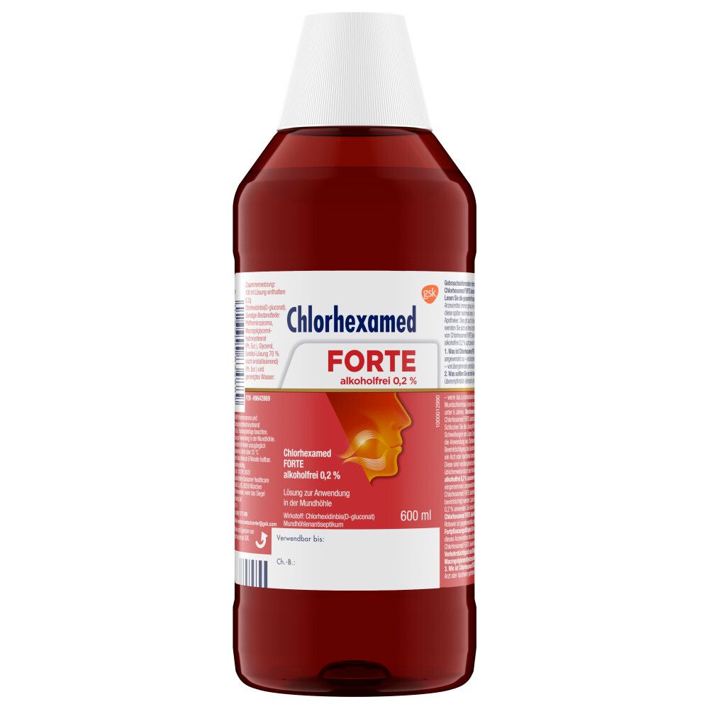Chlorhexamed FORTE alkoholfrei 0,2 %, Mundspülung, Mundwasser antibakteriell, 2 x 600 ml