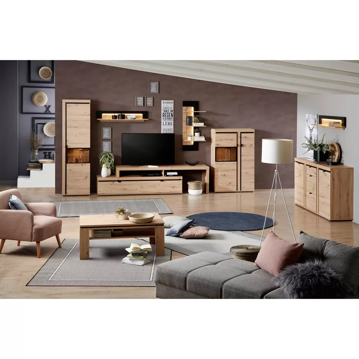 TV Möbel Nyon schwarz,Eiche