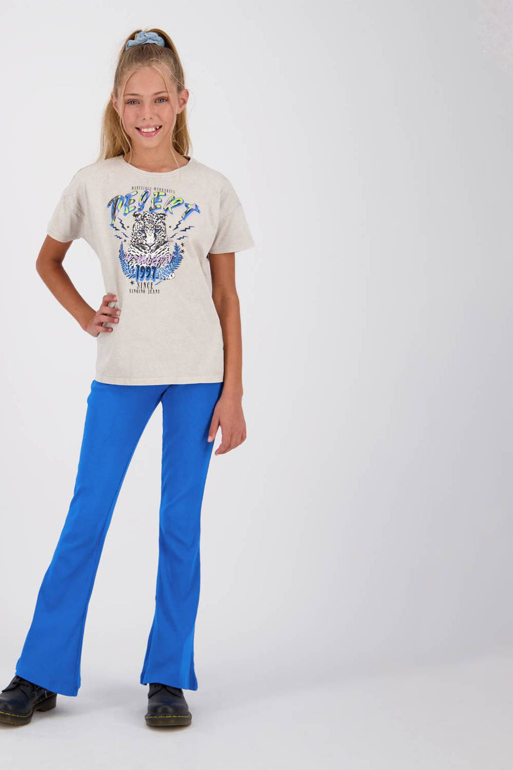 Vingino T-shirt Hester met printopdruk lichtgrijs
