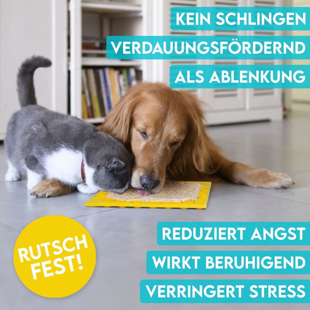 HUND IST KÖNIG® Leckmatte Hund mit Saugnäpfen | 22x22 cm inkl. Spatel + Rezepte-Ebook