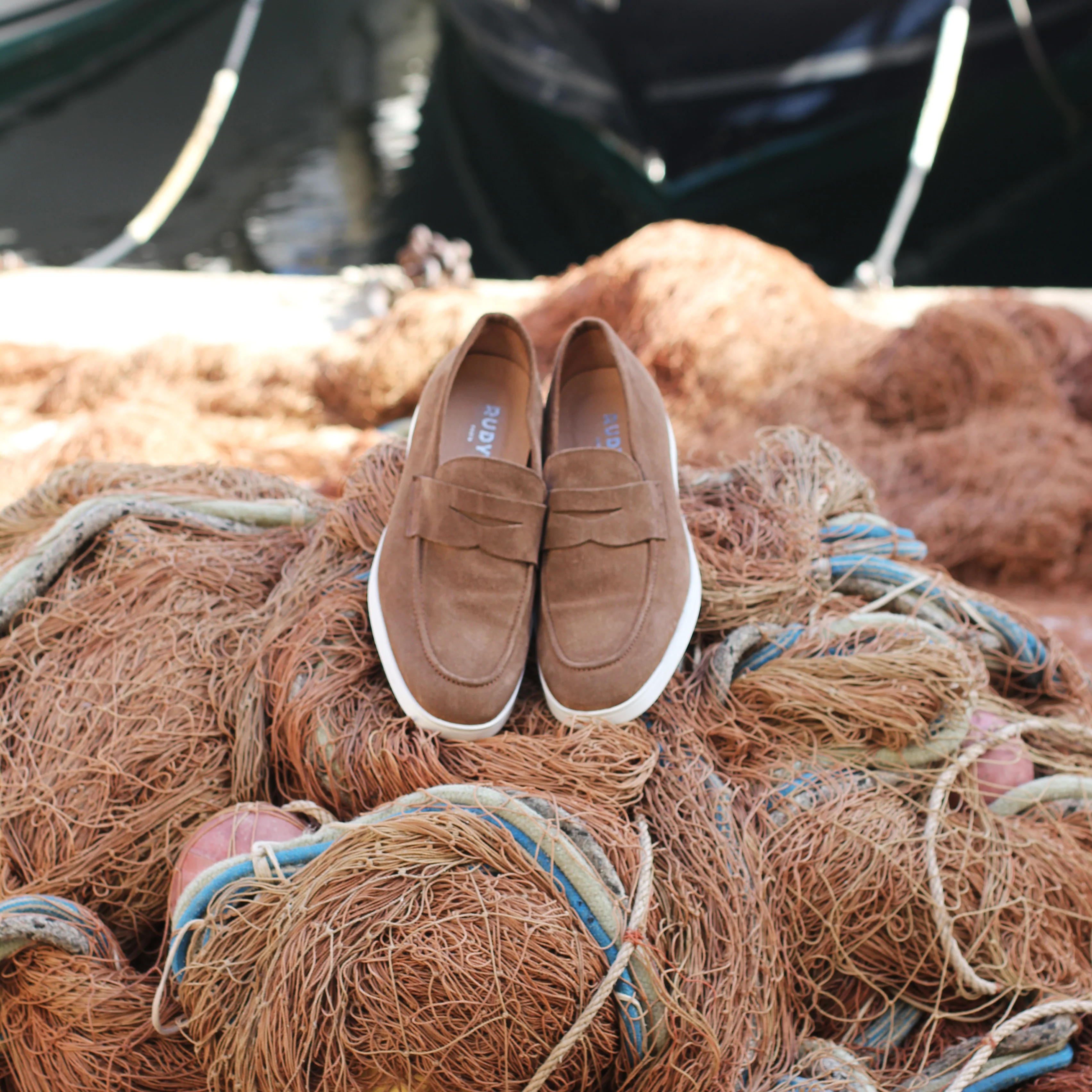 Misha-Mocassin en veau velours taupe