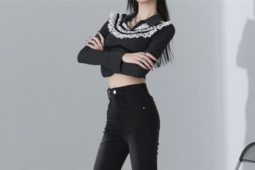 Wisjam - High Waist Washed Flared Jeans