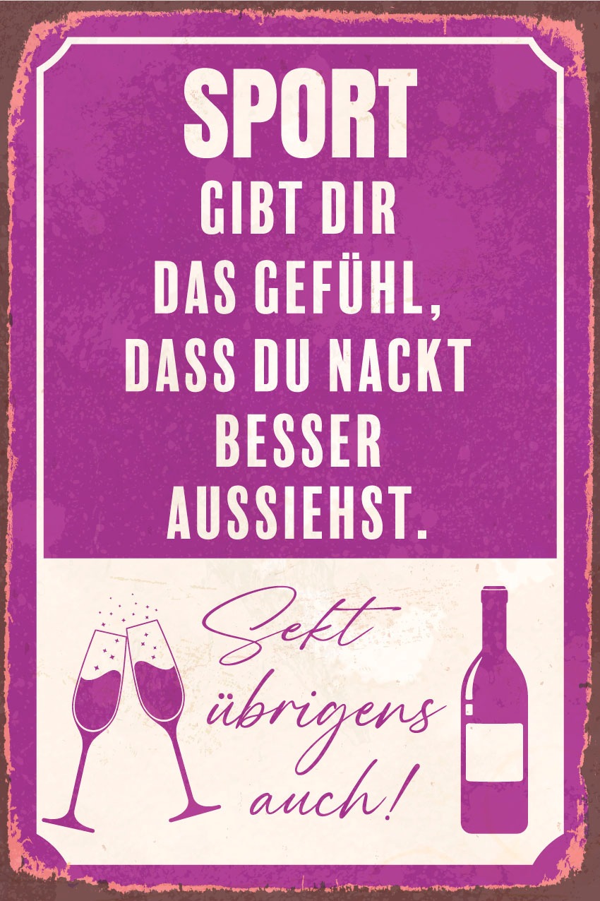 queence Metallbild »Sport« Getränke | Schriftzug | Schriftzüge | Sprüche | Sprüche & Texte 1 Stk. tlg. Stahlschilder