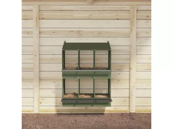 Nichoir à poules avec 6 compartiments vert olive métal