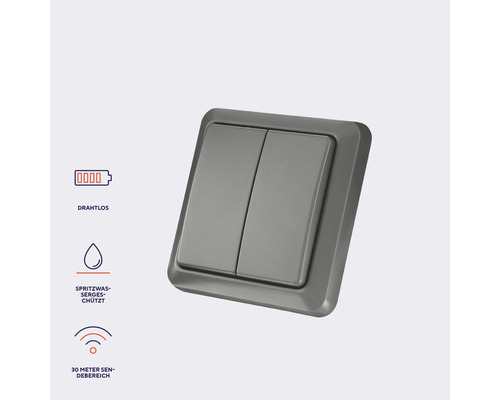 Trust Smart AGST-8802 Draadloze dubbele wandschakelaar voor buiten IP44 zwart/grijs