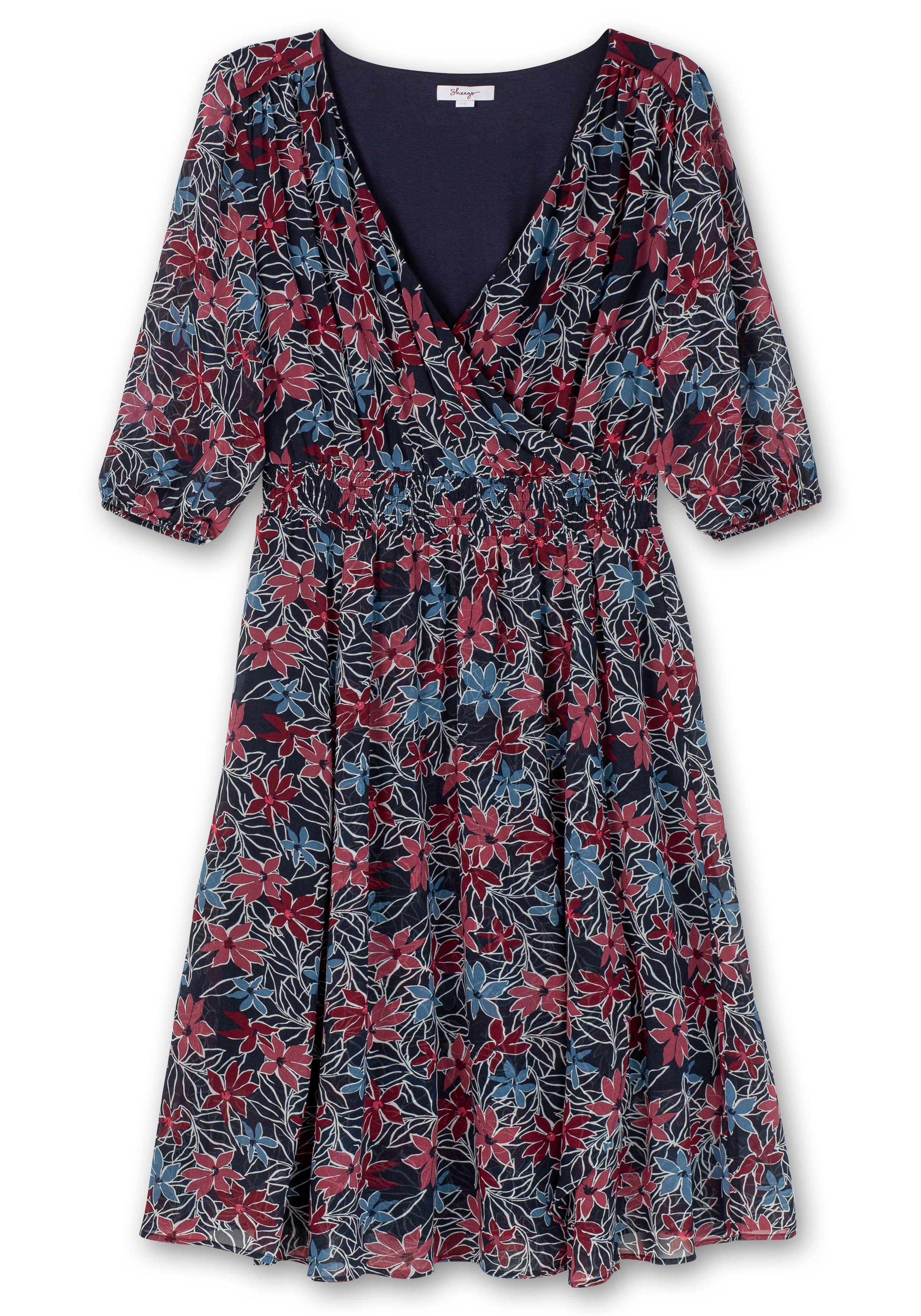 Gefüttertes Chiffonkleid in Wickeloptik