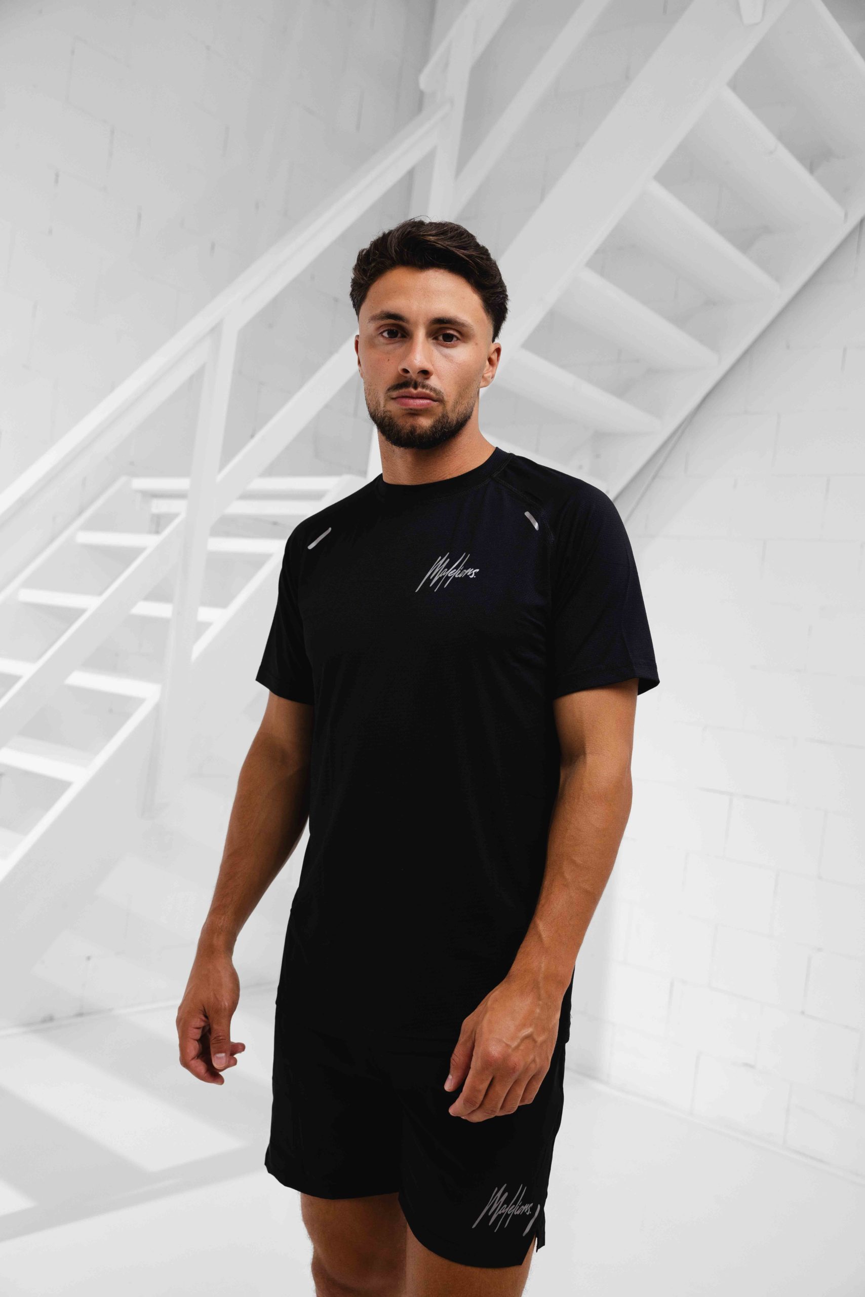 Malelions Padel Hexagon T-Shirt Heren Zwart