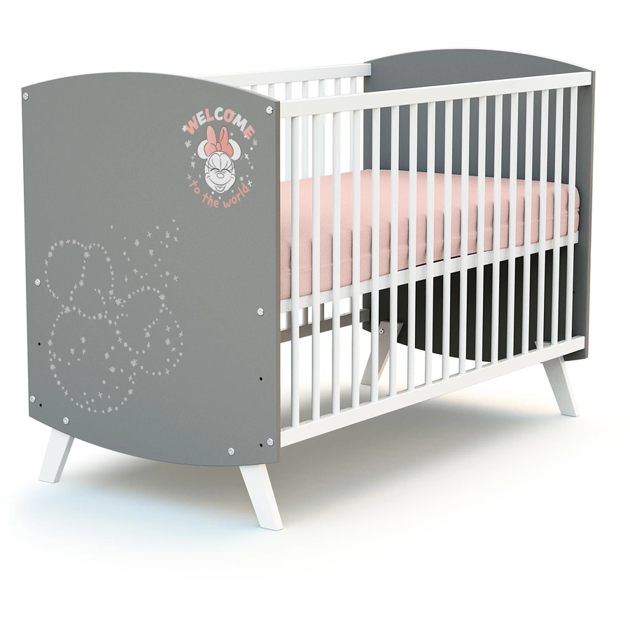 AT4 Babybett  Letters Minnie grau 60 x 120 cm