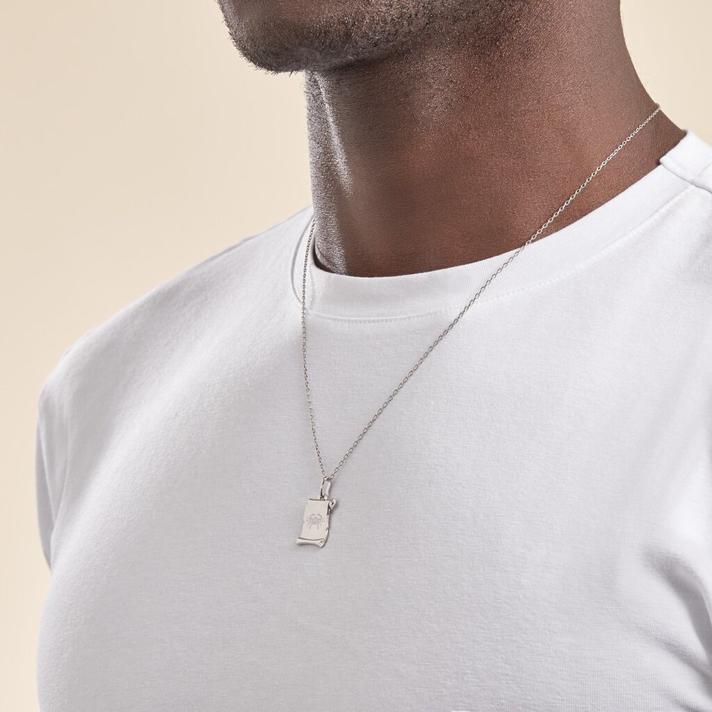 Pendentif Zodiaque Parchemin Argent Blanc