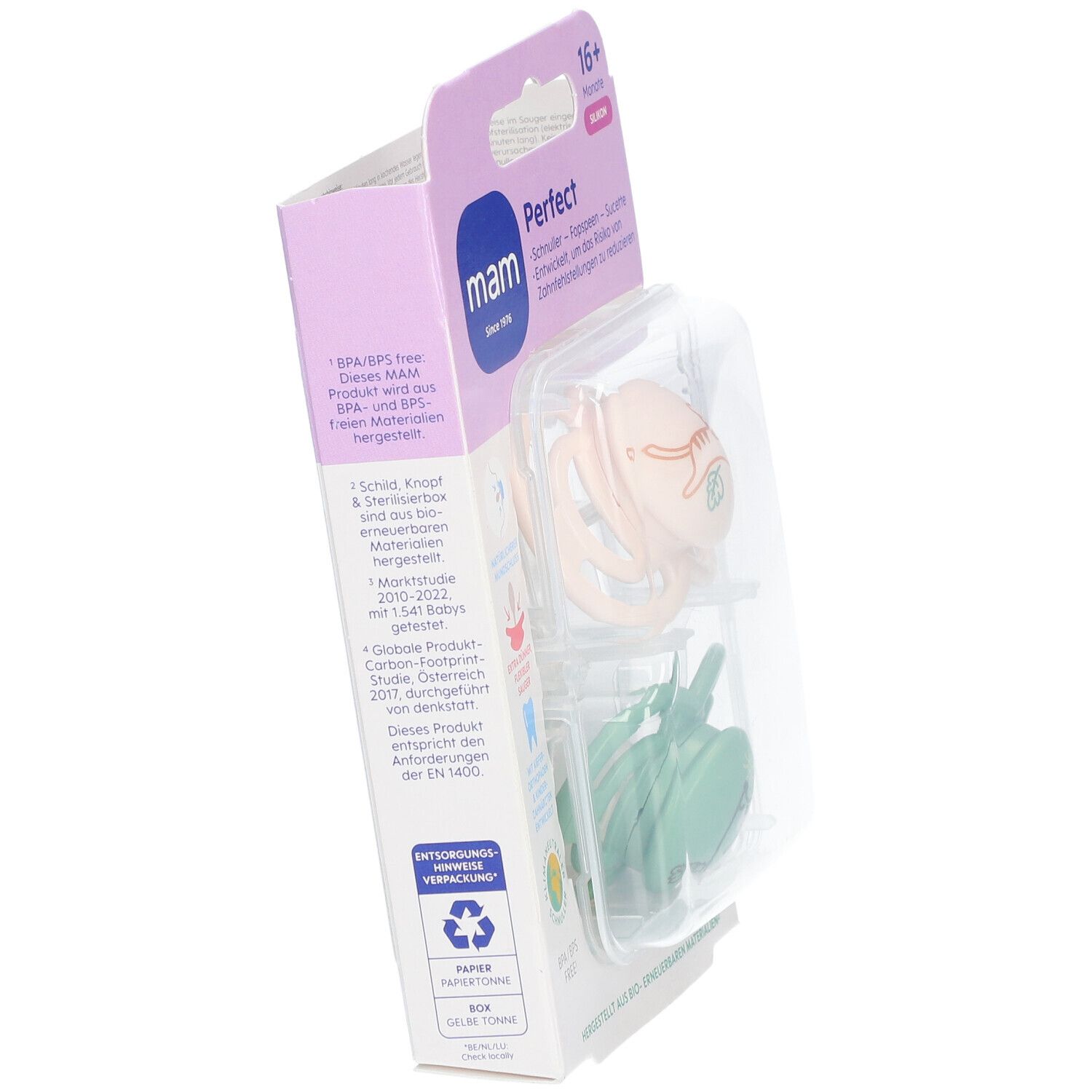 MAM Perfect Silikonschnuller 16+ Monate (Farbe/Motiv nicht wählbar)