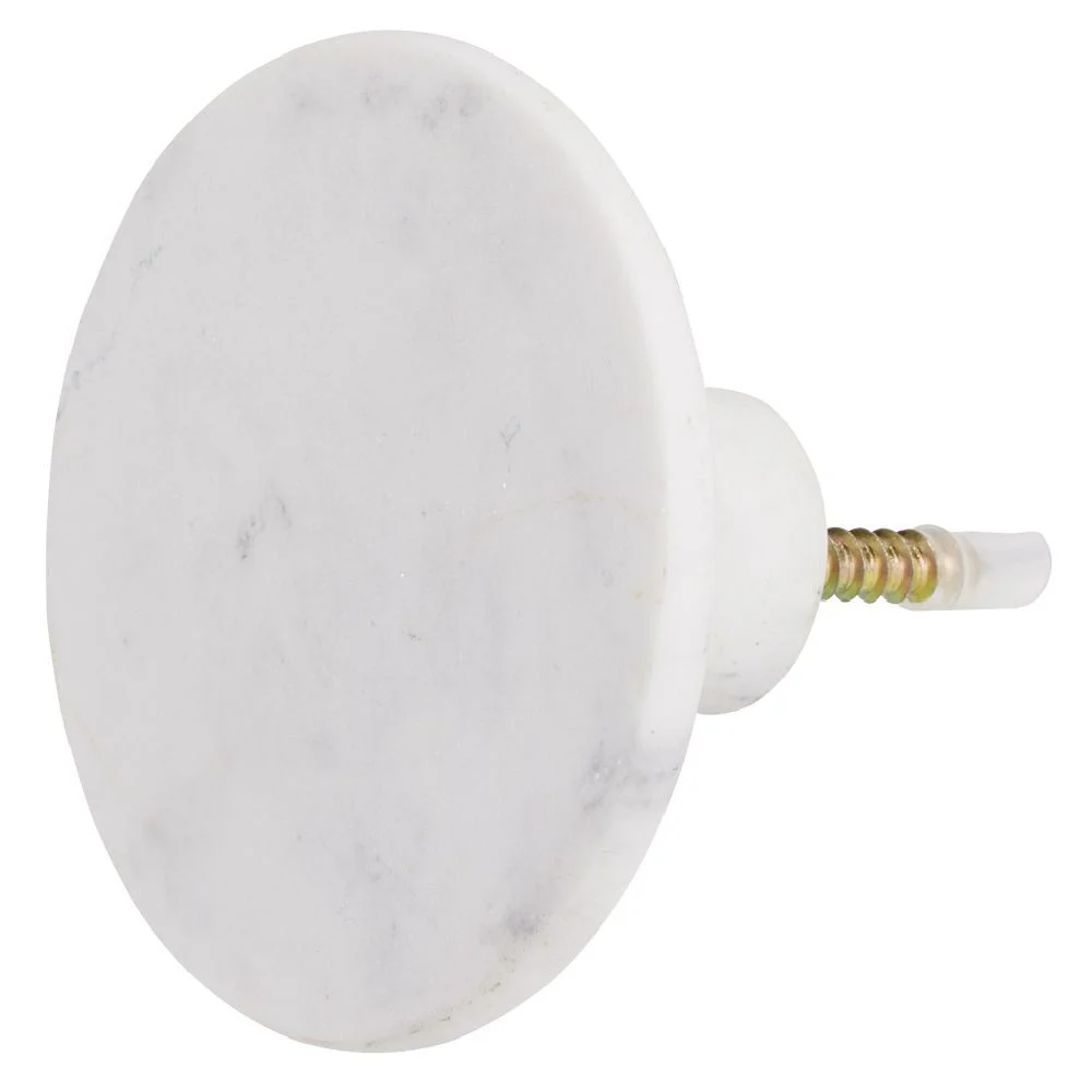 Patère murale ronde imitation marbre blanc polyrésine Ø8cm