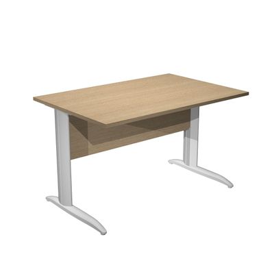 Bureau droit Trend - L120 - Pieds métal en L - plateau imitation chêne - pied métal alu