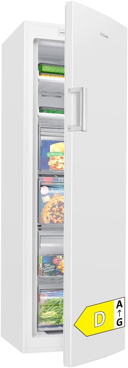 Bomann® Gefrierschrank Nofrost | Energieklasse D | 171cm | Tiefkühlschrank | MultiAirflow | leise 39dB | bis zu -22°C | Türanschlag wechselbar | 204L Freezer | Gefrierschrank gross | GS 7366 weiß