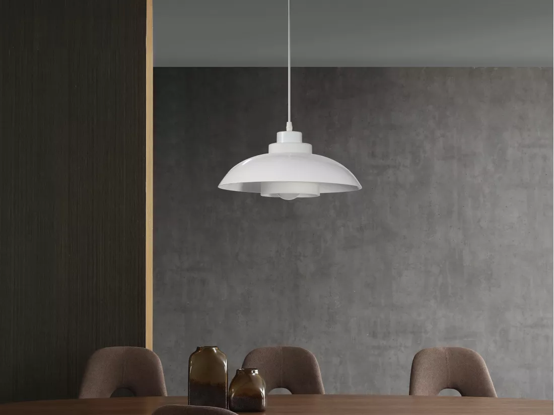 Suspension en métal - D. 34 x H. 120 cm - Blanc - BRILIVA