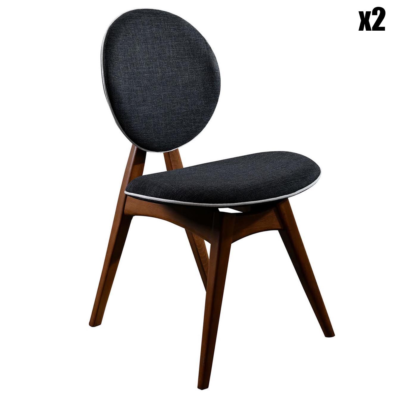 Wooden Art 2 chaises touch marron/anthracite - 54x93x55 cm