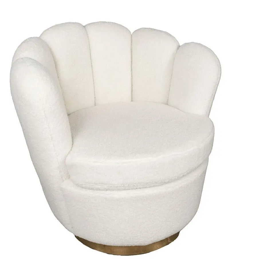 Teddy Fauteuil Wit - Met Gouden Onderstel - Fauteuil Quinty