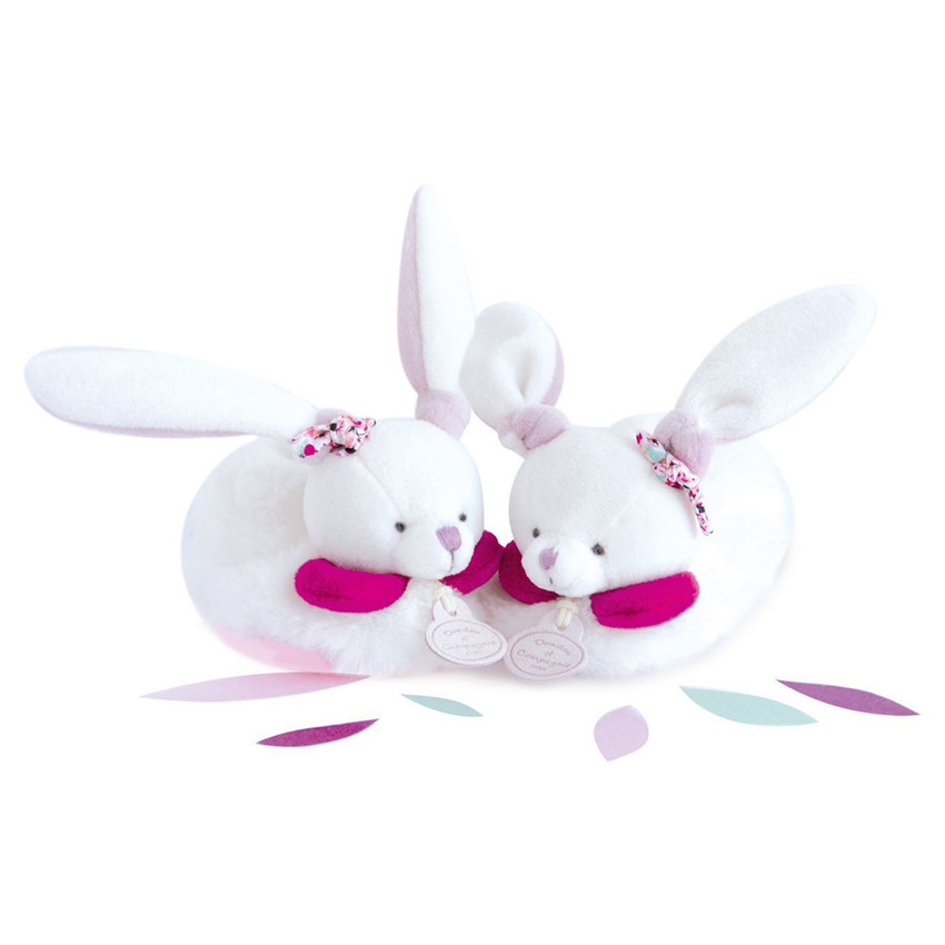 Chaussons Lapin Cerise 6-12 mois Rose/Blanc
