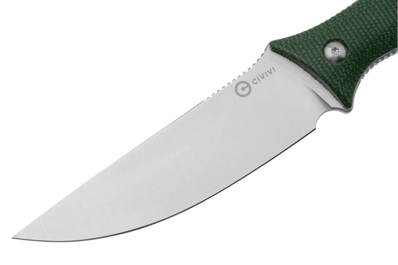 CIVIVI Stormridge C23041-3 Satin Nitro-V, Green Canvas Micarta, vaststaand mes