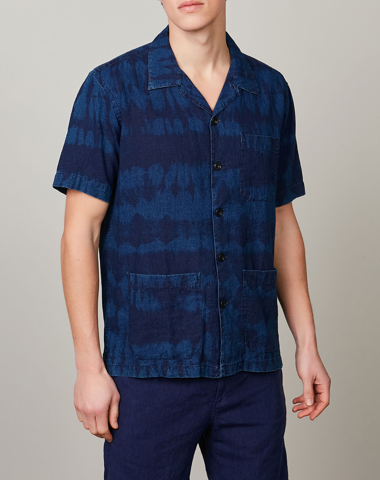 Hartford Chemise regular en Lin & Coton Phil indigo
