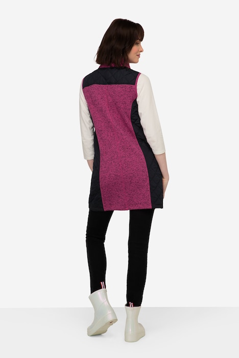 Strickfleece-Weste, Stepp-Einsätze, Stehkragen, Zipper