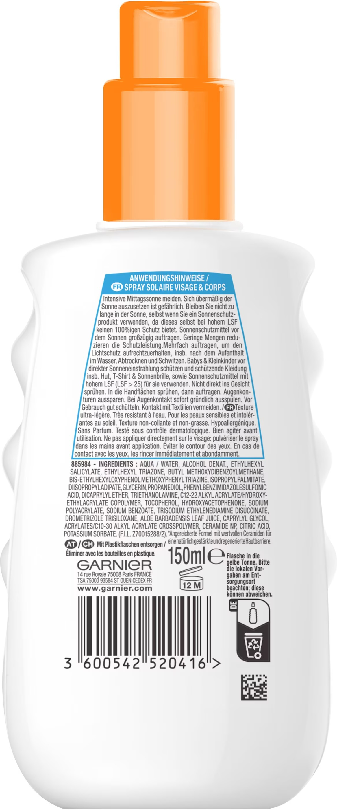 (150ml) Ambre Solaire Sensitive Expert  Sonnenschutz Spray Sonnencreme LSF 50